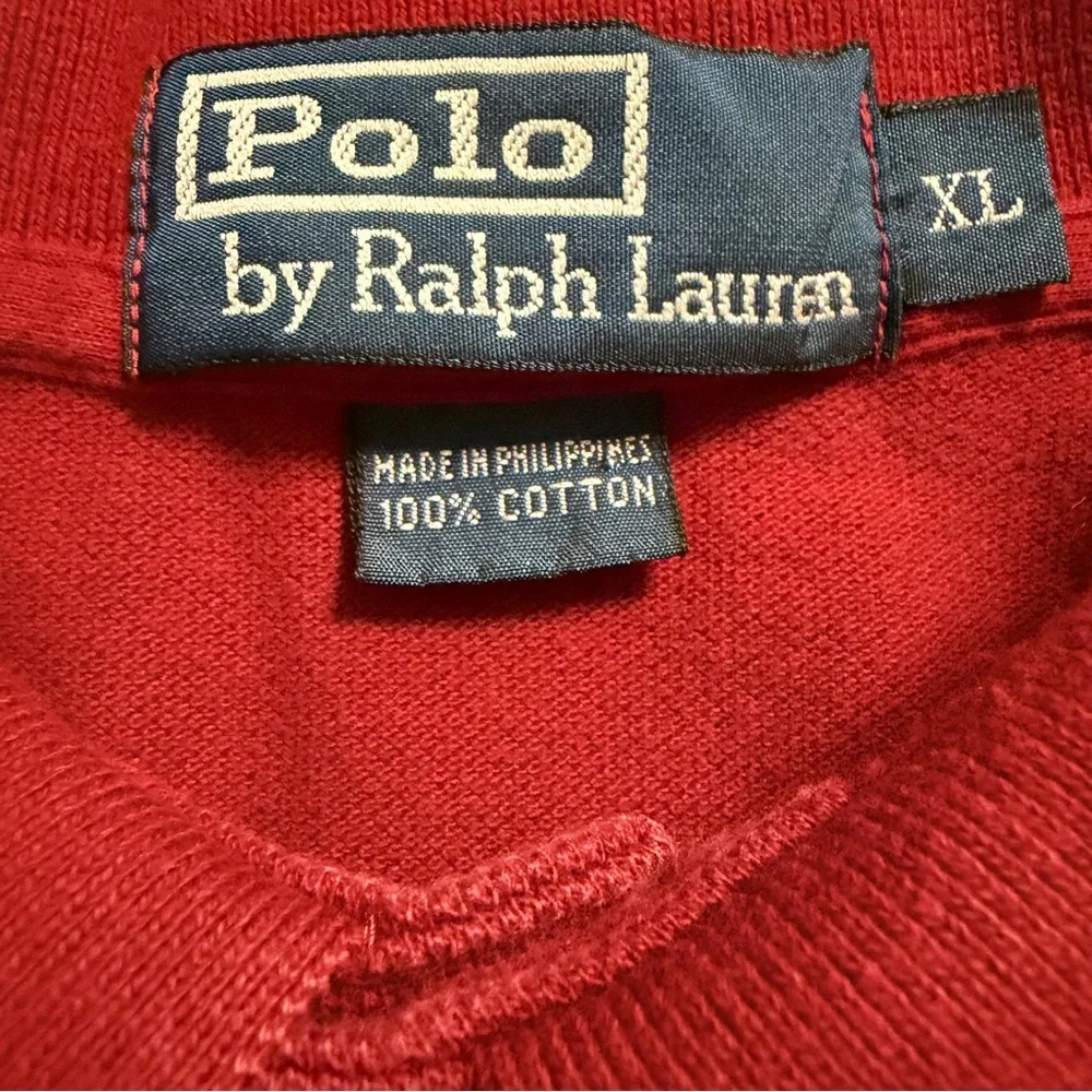 Vintage Polo Ralph Lauren Burgundy Short Sleeve Polo‎ Shirt Navy Pony Men's XL